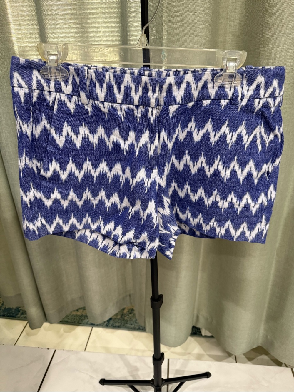 J. Crew Blue and White Ikat Stretch Bike Shorts - Picture 1 of 3